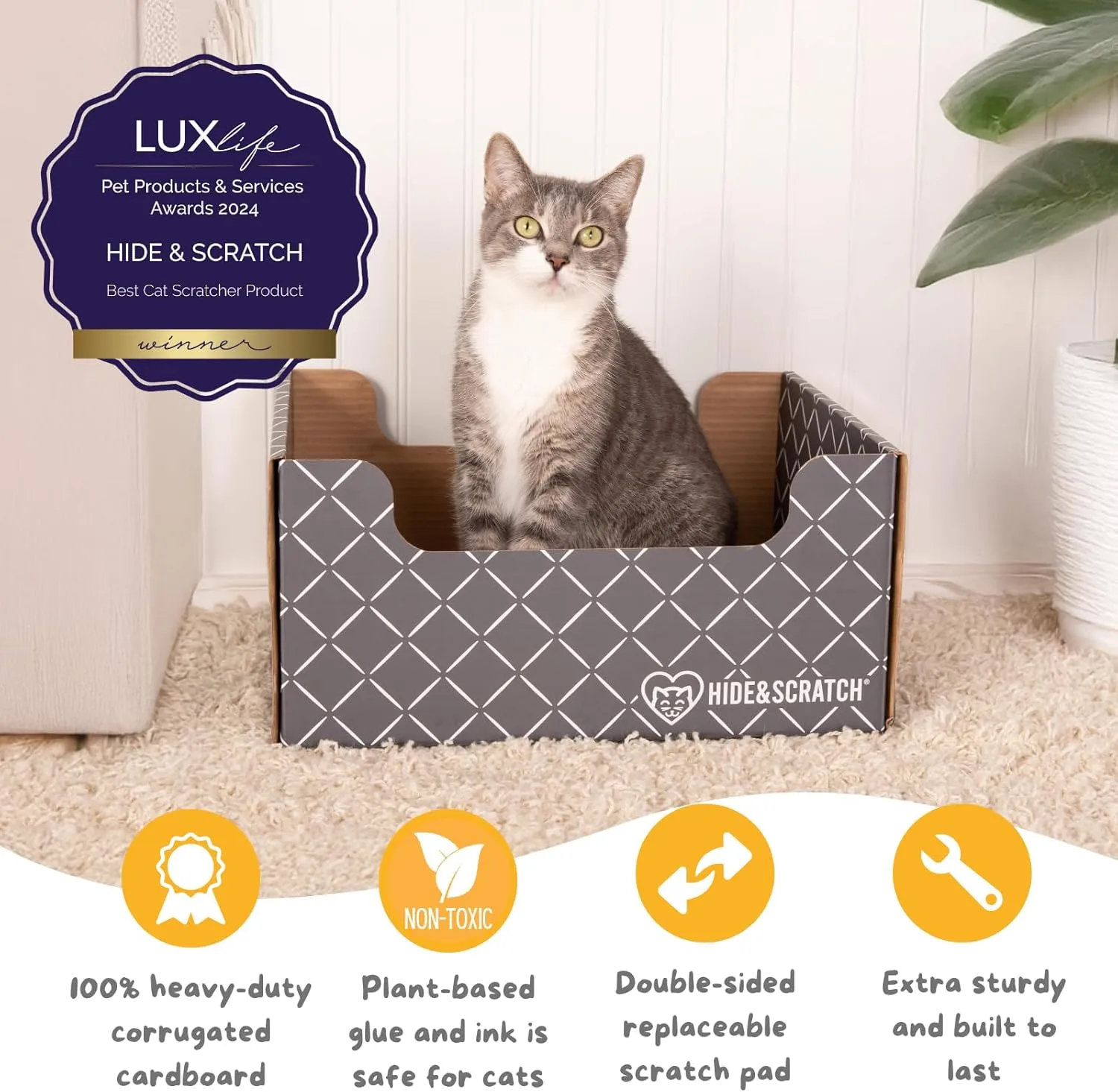 Mejores rascadores gatos amazon 2025 - Caja rascador cartón multifunción