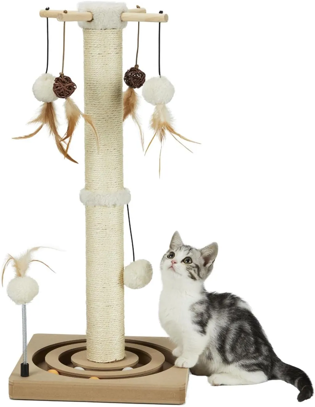 Rascador de sisal con pelotas interactivas
